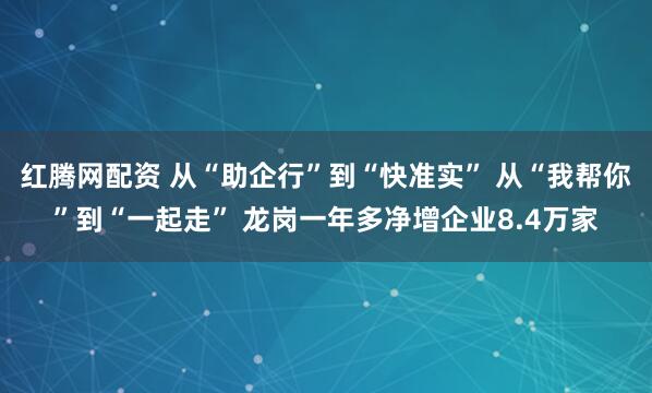 红腾网配资 从“助企行”到“快准实” 从“我帮你”到“一起走” 龙岗一年多净增企业8.4万家
